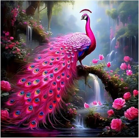 Aicomeon Peacock Diamond Art Kits for Adults -Flower 5D Full Drill Round Diamond Painting Kit for Beginners, DIY Gem Art for Home Wall Decor & Gift 12x12 Inch in Saudi Arabia