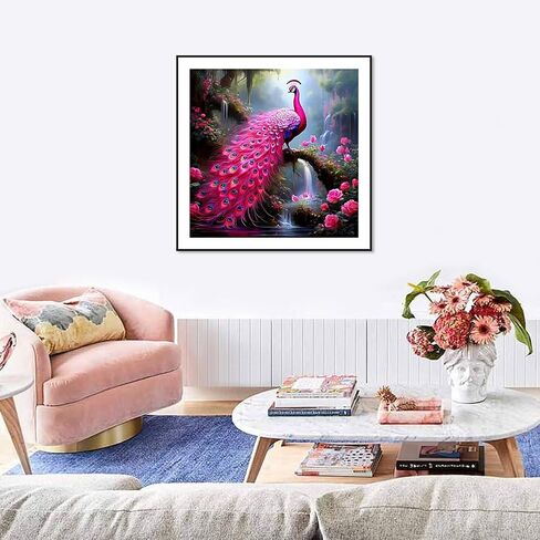 Aicomeon Peacock Diamond Art Kits for Adults -Flower 5D Full Drill Round Diamond Painting Kit for Beginners, DIY Gem Art for Home Wall Decor & Gift 12x12 Inch in Saudi Arabia
