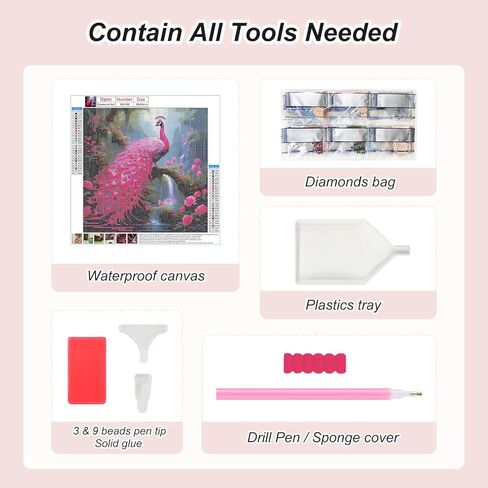 Aicomeon Peacock Diamond Art Kits for Adults -Flower 5D Full Drill Round Diamond Painting Kit for Beginners, DIY Gem Art for Home Wall Decor & Gift 12x12 Inch in Saudi Arabia