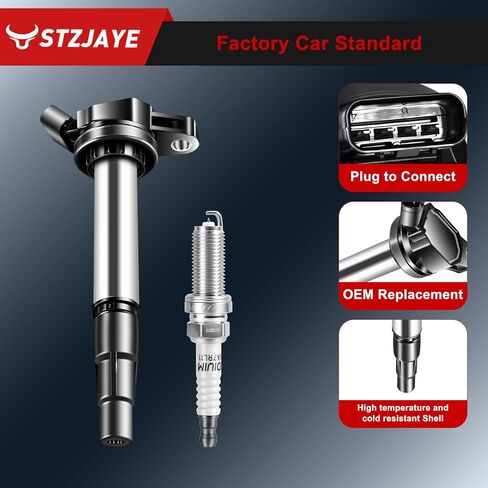 UF596 Ignition Coils Iridium Spark Plug Set of 4 Pack Compatible with Toyota Corolla 2009 2010 2011 2012 2013,for Prius Matrix,for Lexus CT200h Scion xD 1.8L L4 in Kuwait