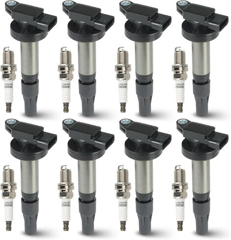 8PCS Ignition Coil Pack with 8PCS Iridium Spark Plug Compatible with Jaguar S-TYPE Super V8 VANDEN PLAS XF XJ8 XJR XK XK8 XKR Land Rover LR3 Range Rover Sport V8 4.2L 4.4L, Replace for UF519 in Kuwait