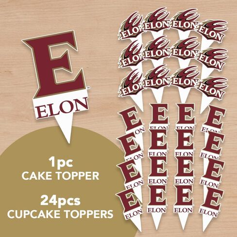 Desert Cactus Elon University Cupcake Topper and Cake Toppers Set - EU Phoenix 25 Pcs Food Party Supplies, Decorations, Graduation and Game Day in Kuwait