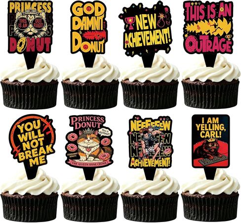 24PCS DCC Cupcake Toppers, Cartoon Party Decorations,Funny Dungeon Book Lover Theme Celebrations Party Supplies Crawler Reading Carl Merch for Game Book Fans(8 Designs, 3 Each) in Saudi Arabia