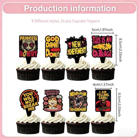 24PCS DCC Cupcake Toppers, Cartoon Party Decorations,Funny Dungeon Book Lover Theme Celebrations Party Supplies Crawler Reading Carl Merch for Game Book Fans(8 Designs, 3 Each) in Saudi Arabia