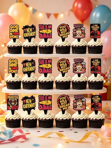 24PCS DCC Cupcake Toppers, Cartoon Party Decorations,Funny Dungeon Book Lover Theme Celebrations Party Supplies Crawler Reading Carl Merch for Game Book Fans(8 Designs, 3 Each) in Saudi Arabia