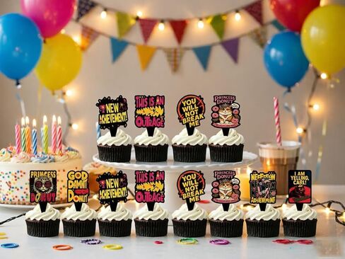 24PCS DCC Cupcake Toppers, Cartoon Party Decorations,Funny Dungeon Book Lover Theme Celebrations Party Supplies Crawler Reading Carl Merch for Game Book Fans(8 Designs, 3 Each) in Saudi Arabia