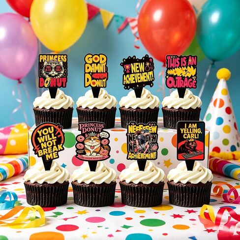 24PCS DCC Cupcake Toppers, Cartoon Party Decorations,Funny Dungeon Book Lover Theme Celebrations Party Supplies Crawler Reading Carl Merch for Game Book Fans(8 Designs, 3 Each) in Saudi Arabia