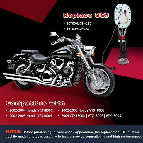 16700-MCH-023 استبدال مجموعة مضخة الوقود متوافقة مع 2002 2003 2004 Honda VTX1800R VTX-1800C VTX-1800S، يناسب 2004 Honda VTX-1800N Street Motorcycles، استبدل OE# 16700MCH023 in Kuwait