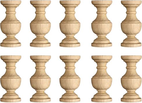 Garneck 10Pcs Unfinished Wood Spindles for Crafts: 2.55In Solid Beech Wooden Balusters Columns- Unpainted Finials for DIY Furniture Spindle Bed Frame Cabinet Dollhouse Stairs in Kuwait