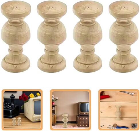 Garneck 10Pcs Unfinished Wood Spindles for Crafts: 2.55In Solid Beech Wooden Balusters Columns- Unpainted Finials for DIY Furniture Spindle Bed Frame Cabinet Dollhouse Stairs in Kuwait