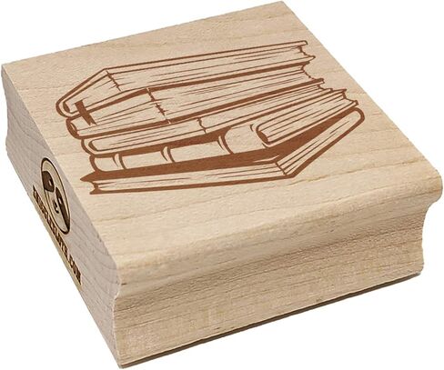 Stack Pile of Books Reading Square Rubber Stamp for Stamping Crafting - 1.25in Small in Kuwait