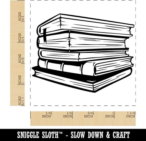 Stack Pile of Books Reading Square Rubber Stamp for Stamping Crafting - 1.25in Small in Kuwait
