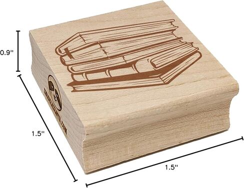 Stack Pile of Books Reading Square Rubber Stamp for Stamping Crafting - 1.25in Small in Kuwait