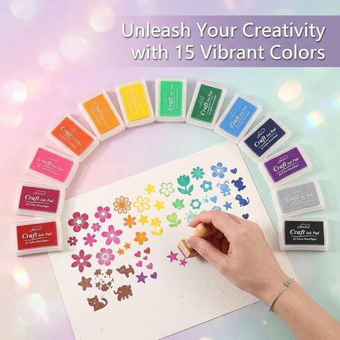 houlishu OLULU Craft Ink Pad Set, 15 Vibrant Colors, for Rubber Stamps, DIY Crafts, Card Making, Scrapbooking in Saudi Arabia