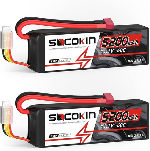 11.1V 5200mAh Lipo Battery 3S with Deans T Plug Lipo Battery 60C for RC Car Model RC Racing Car Heli Airplane Quadcopter Helicopter Soft Case in Kuwait