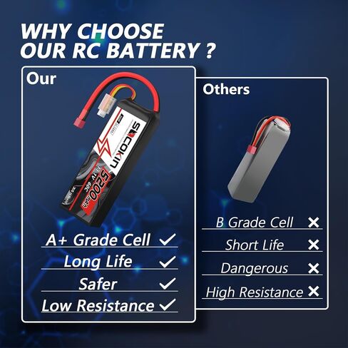 11.1V 5200mAh Lipo Battery 3S with Deans T Plug Lipo Battery 60C for RC Car Model RC Racing Car Heli Airplane Quadcopter Helicopter Soft Case in Kuwait