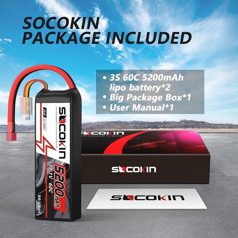 11.1V 5200mAh Lipo Battery 3S with Deans T Plug Lipo Battery 60C for RC Car Model RC Racing Car Heli Airplane Quadcopter Helicopter Soft Case in Kuwait