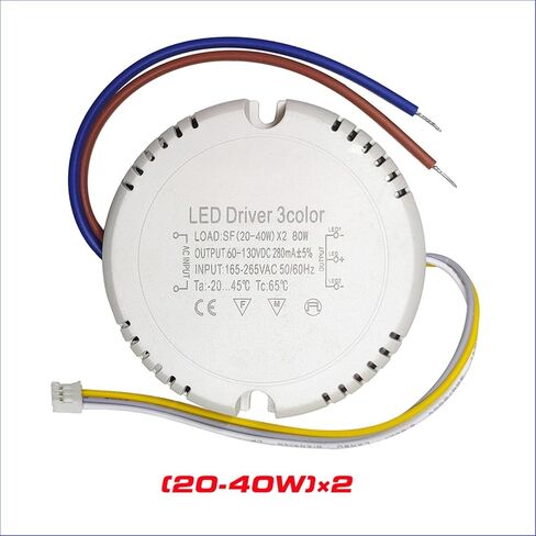 1pcs LED Driver Constant Current 220mA 12-24W×2/24-40W×2 SMD Light Ceiling Power Supply 3Colors 3Pin Lighting AC175-265V((20-40W)-2) in Kuwait