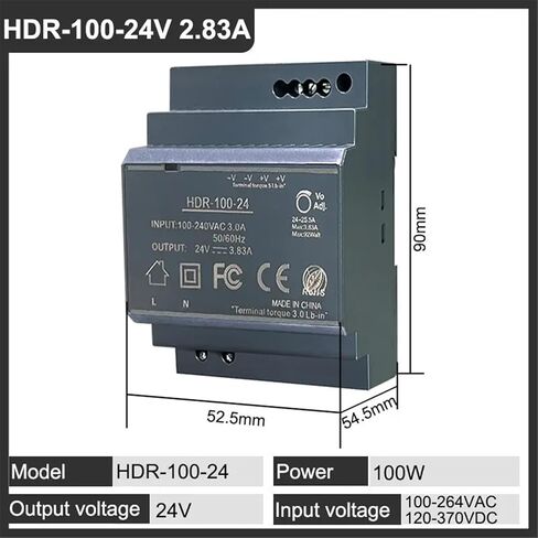 1pcs Switching Power Supply HDR 15W 30W 60W 100W 12V 24V Rail Type Transformer(HDR-100-24V 2.83A) in Saudi Arabia