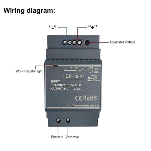 1pcs Switching Power Supply HDR 15W 30W 60W 100W 12V 24V Rail Type Transformer(HDR-100-24V 2.83A) in Saudi Arabia
