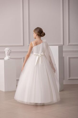 Flower Girls One Shoulder Tulle Dress Fancy Pageant Homecoming Party Dresses in Saudi Arabia