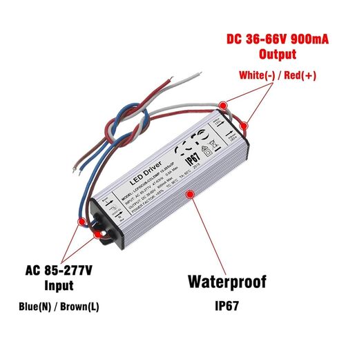 1pcs High Power 60W LED Driver 36W 42W 45W 48W 54W 60W 900mA DC35-66V Waterproof IP67 Power Supply for 36 42 45 48 54 60 W Floodlight(5 Pieces) in Kuwait