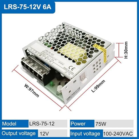 LRS-75W 100-240V 1.5A Input Switching Power Supply 12V 24V Single Output Ultra Thin Transformer(LRS-75-12V 6.0A) in Kuwait