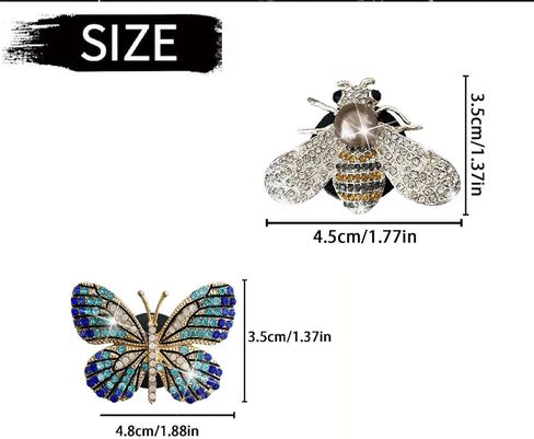 2 Pcs Blue Butterfly and White Silver Bee Car Air Vent Clips,Rhinestone Car Air Fresheners Vent Clip,Cute Aromatherapy Diffuser Car Vent Clip Interior Decoration Charm Accessories for Girl Women in Kuwait