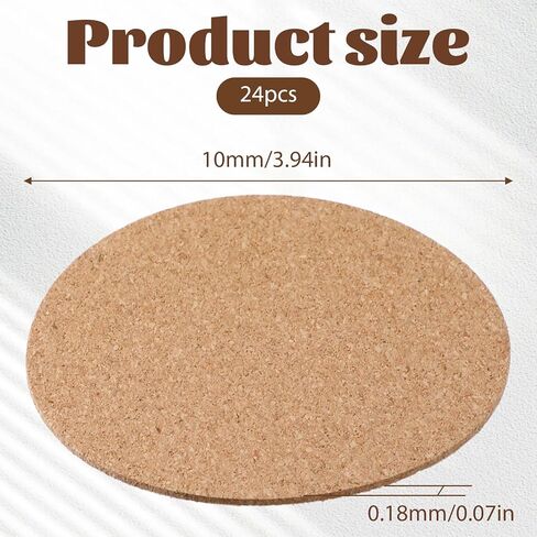 24 Pcs Cork Sheets for Crafts, 4 Inch Round Thick Self Adhesive Cork Sheets for DIY Coasters with Strong Adhesive-Backed 0.07 Inch Cork Backing for Coasters Drinks and Home Tabletop Decoration in Saudi Arabia