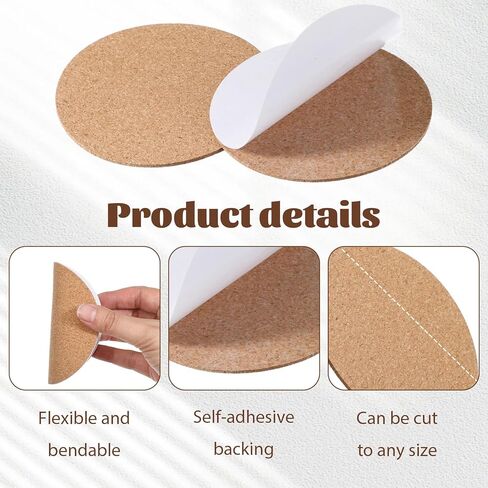 24 Pcs Cork Sheets for Crafts, 4 Inch Round Thick Self Adhesive Cork Sheets for DIY Coasters with Strong Adhesive-Backed 0.07 Inch Cork Backing for Coasters Drinks and Home Tabletop Decoration in Saudi Arabia