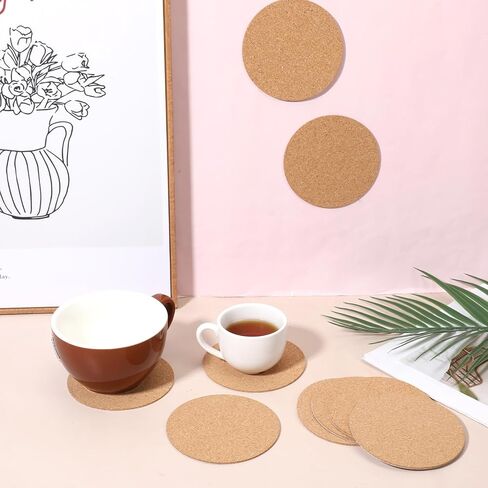 24 Pcs Cork Sheets for Crafts, 4 Inch Round Thick Self Adhesive Cork Sheets for DIY Coasters with Strong Adhesive-Backed 0.07 Inch Cork Backing for Coasters Drinks and Home Tabletop Decoration in Saudi Arabia