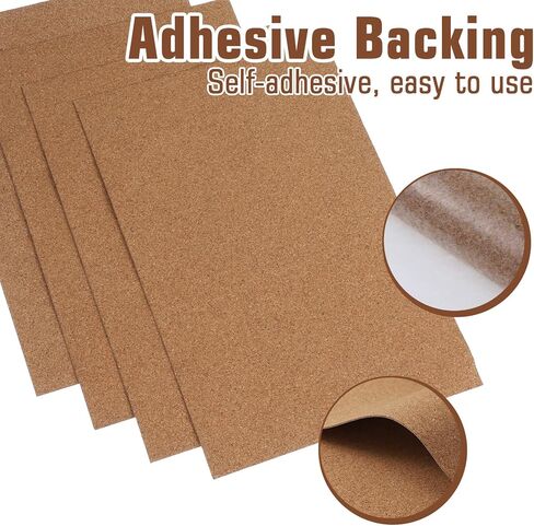 5 Pack Adhesive Cork Sheet, 1mm Thin Adhesive Cork Board Rectangle Cork Sticker Coasters Cork Pad for Wall Decoration Wedding Party DIY Craft Supplies (11.69×8.26 ×0.39 Inches) in Saudi Arabia
