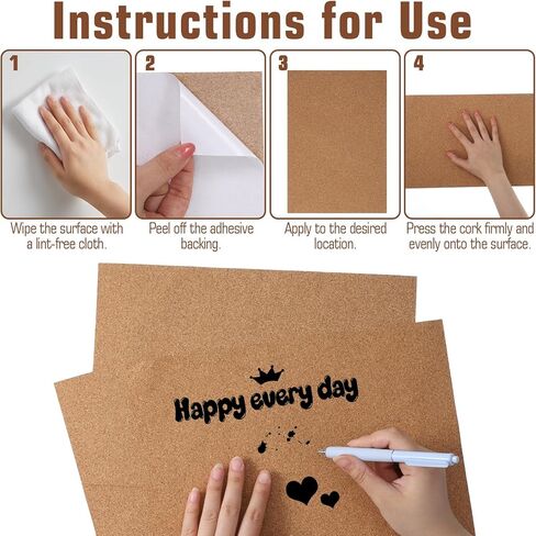 5 Pack Adhesive Cork Sheet, 1mm Thin Adhesive Cork Board Rectangle Cork Sticker Coasters Cork Pad for Wall Decoration Wedding Party DIY Craft Supplies (11.69×8.26 ×0.39 Inches) in Saudi Arabia