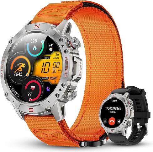 WalkerFit Smart Watch for Men- Answer/Dial Calls with 110 Sport Models,IP68 Waterproof Fitness Watch with Heart Rate Monitor,Android Smart Watch for iPhone Compatible, 1.43" AMOLED Display,Steel Black in Saudi Arabia