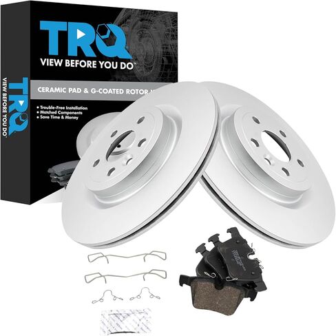 TRQ Rear Brake Pad and Rotor Set Ceramic G Coated Rotors Compatible with 2017-2019 Jaguar F-Pace 2019-2020 I-Pace 2018-2019 Land Rover Discovery Sport 2018-2020 Range Rover Velar in Kuwait
