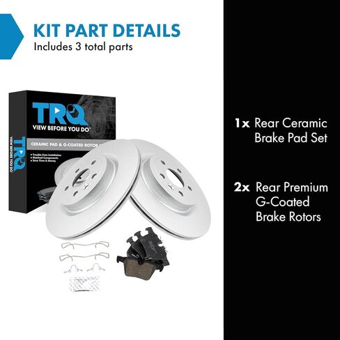 TRQ Rear Brake Pad and Rotor Set Ceramic G Coated Rotors Compatible with 2017-2019 Jaguar F-Pace 2019-2020 I-Pace 2018-2019 Land Rover Discovery Sport 2018-2020 Range Rover Velar in Kuwait