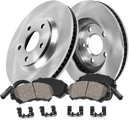 Callahan Brake Parts Front Brake Kit For Porsche Cayenne 2003-06 |Cayenne 2008-10 |Volkswagen Touareg 2004-06 - Disc Rotors with Ceramic Brake Pads + Sensors, EBYK036346 in Kuwait