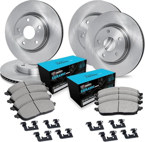 R1 Concepts Front and Rear Brake Kit Fits 2011-2018 Audi A8| Ceramic Pads, Blank Rotors| Hardware| 15.0" Front & 15.5" Rear in Kuwait