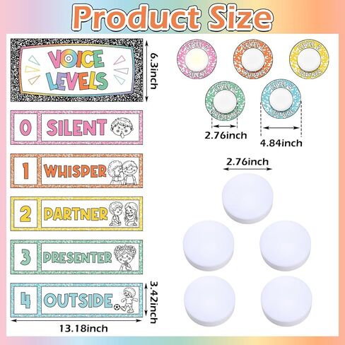 Epakh 5 Pcs School Push LED Light and Voice Level Chart Poster Composition Notebook Classroom Decor Button Lights Noise Level Monitor Rules Sign for Classroom Teachers Back to School Supplies in Kuwait