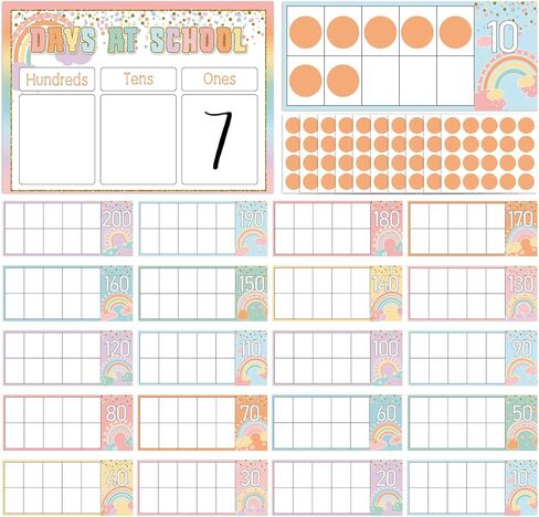 Fullhawl 31 Pcs Pastel Checkered Number of The Day Posters Back to School Countdown Bulletin Board Decor Pastel Gingham Place Value Chart for Classroom Hundreds Tens Ones Counting Pocket Chart in Kuwait