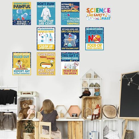 RUBOAOA Science Posters for Classroom, 9 Pcs Funny Science Posters and 1 Pc Lab Safety Sign, Educational Bulletin Board Decor for Elementary Middle School Teacher Must Haves 11 x 13.8 Inch in Saudi Arabia