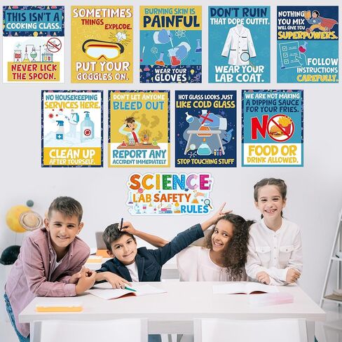 RUBOAOA Science Posters for Classroom, 9 Pcs Funny Science Posters and 1 Pc Lab Safety Sign, Educational Bulletin Board Decor for Elementary Middle School Teacher Must Haves 11 x 13.8 Inch in Saudi Arabia