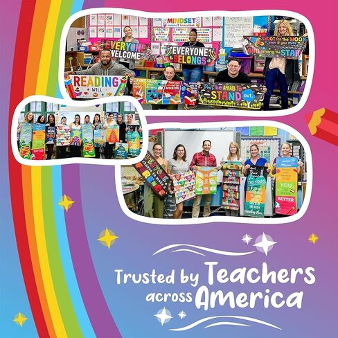 Sproutbrite 8 Pack 11" x 17" Educational Posters - Growth Mindset Charts - Classroom Motivational Posters and Wall Decor for Pre, Elementary and Middle School - Teaches Essential Habits for Student Success and Lifelong Development in Kuwait