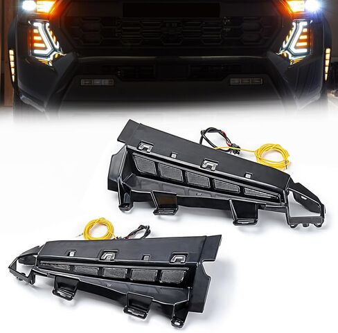 Pair Left & Right Front Wheel Arch Fender Parking Signal Fog LED Side Marker Light for 2024 2025 2026 Toyota Tacoma SR SR5 Only, White Switchback Amber Sequential, Black Base Clear Lens in Saudi Arabia