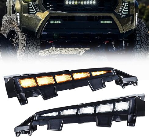 Pair Left & Right Front Wheel Arch Fender Parking Signal Fog LED Side Marker Light for 2024 2025 2026 Toyota Tacoma SR SR5 Only, White Switchback Amber Sequential, Black Base Clear Lens in Saudi Arabia