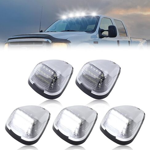 مصابيح LED لسقف الكابينة، مصابيح سقف الكابينة للجري العلوي لـ 1999-2016 Fo-rd F250 F350 F450 F550 F650 F750 E150 E250 E350 E450 Super Duty، عدسة شفافة بيضاء LED لسقف الكابينة، 5 قطع in Kuwait