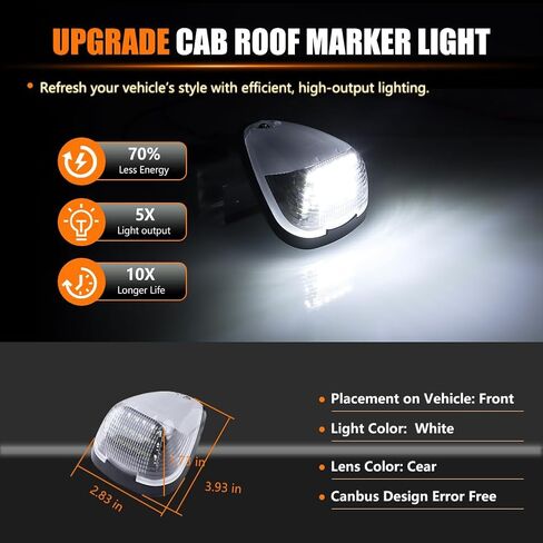مصابيح LED لسقف الكابينة، مصابيح سقف الكابينة للجري العلوي لـ 1999-2016 Fo-rd F250 F350 F450 F550 F650 F750 E150 E250 E350 E450 Super Duty، عدسة شفافة بيضاء LED لسقف الكابينة، 5 قطع in Kuwait