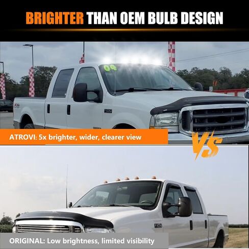 مصابيح LED لسقف الكابينة، مصابيح سقف الكابينة للجري العلوي لـ 1999-2016 Fo-rd F250 F350 F450 F550 F650 F750 E150 E250 E350 E450 Super Duty، عدسة شفافة بيضاء LED لسقف الكابينة، 5 قطع in Kuwait