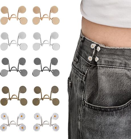 60 Pcs Pant Waist Tightener Set, 10 Set Waist Adjustment Buckle Jean Tightener for Women Pants Tighten Waist Clothing Dresses Skirts in Kuwait