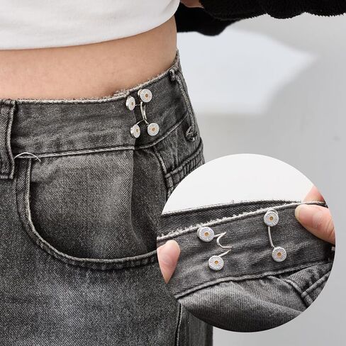 60 Pcs Pant Waist Tightener Set, 10 Set Waist Adjustment Buckle Jean Tightener for Women Pants Tighten Waist Clothing Dresses Skirts in Kuwait